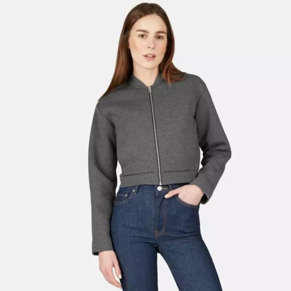 Everlane Charcoal Street Fleece Bomber Jacket Size S